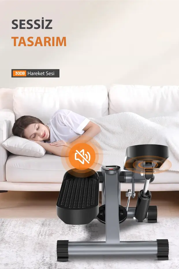 Direnç Lastikli Mini Stepper Egzersiz Aleti -Kaymaz Pedallı Kardiyo Cihazı